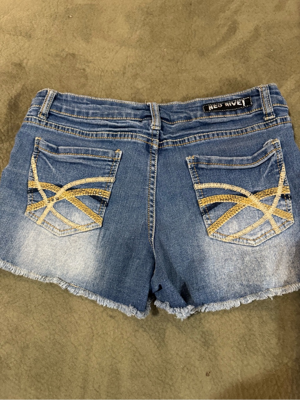 Red Rivet Women's Blue Faded Distressed Denim Cutoff Shorts